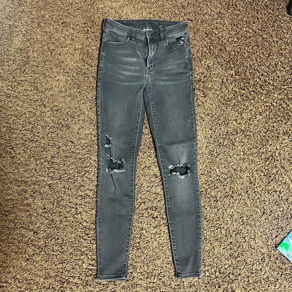 American Eagle Outfitters Gray Skinny Jeans Distressed